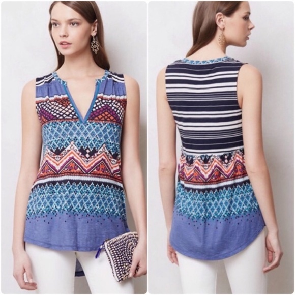 Anthropologie Tops - ANTHROPOLOGIE Split Image Tank Top Tunic {G26}